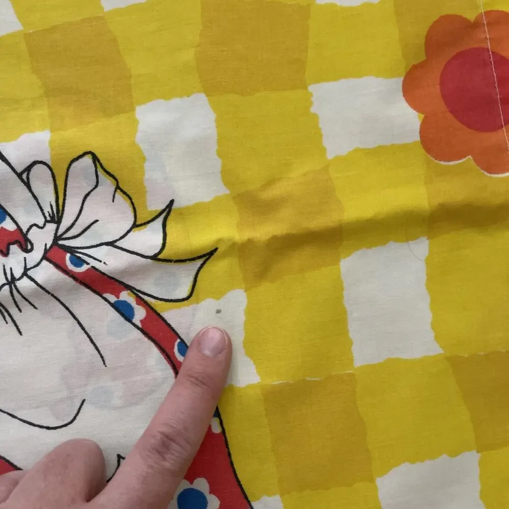 Raggedy Ann & Andy Pillowcase VTG 1970s Yellow 2-Sided Bobbs Merrill Co Bedding